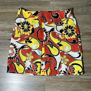 Ann Taylor Vibrant Retro Floral Skirt w/ Pockets Size 4 P.